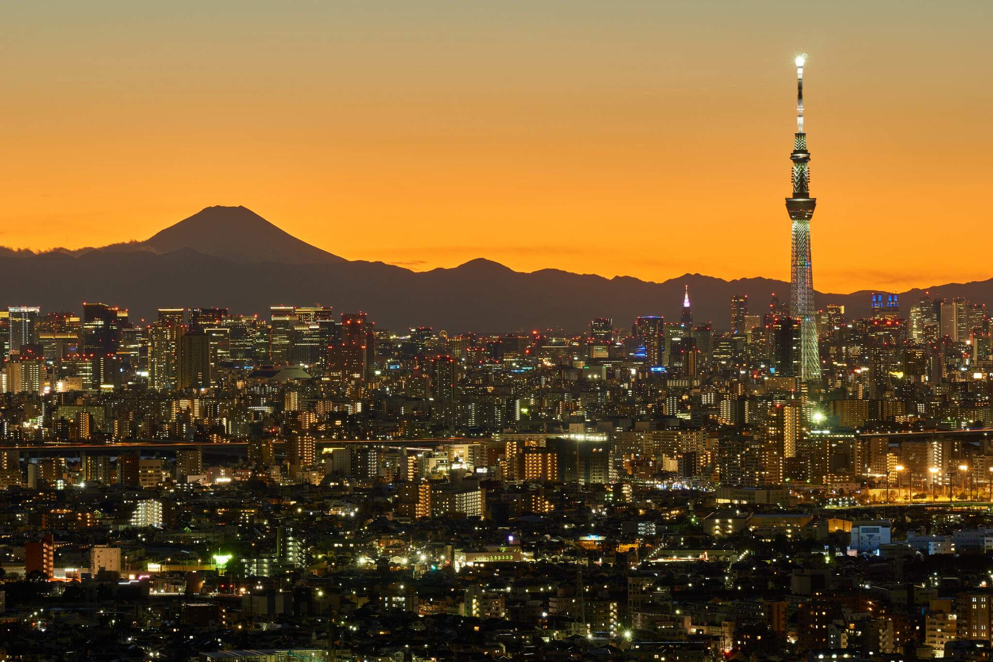 富士山と東京夜景とスカイツリー　アイリンク