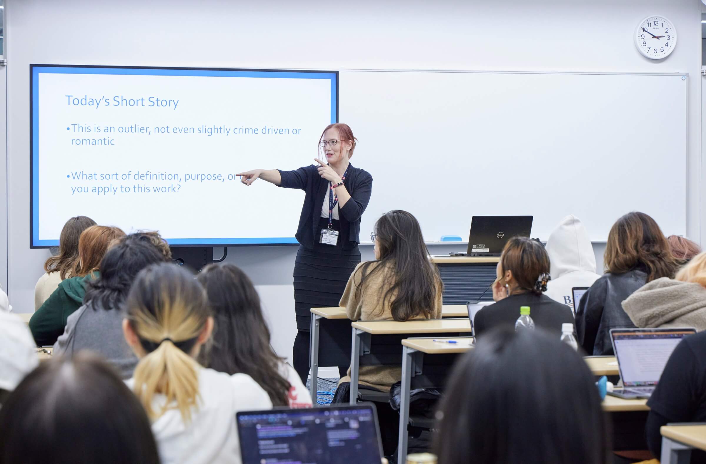 Photo of an IR major professor teaching a class