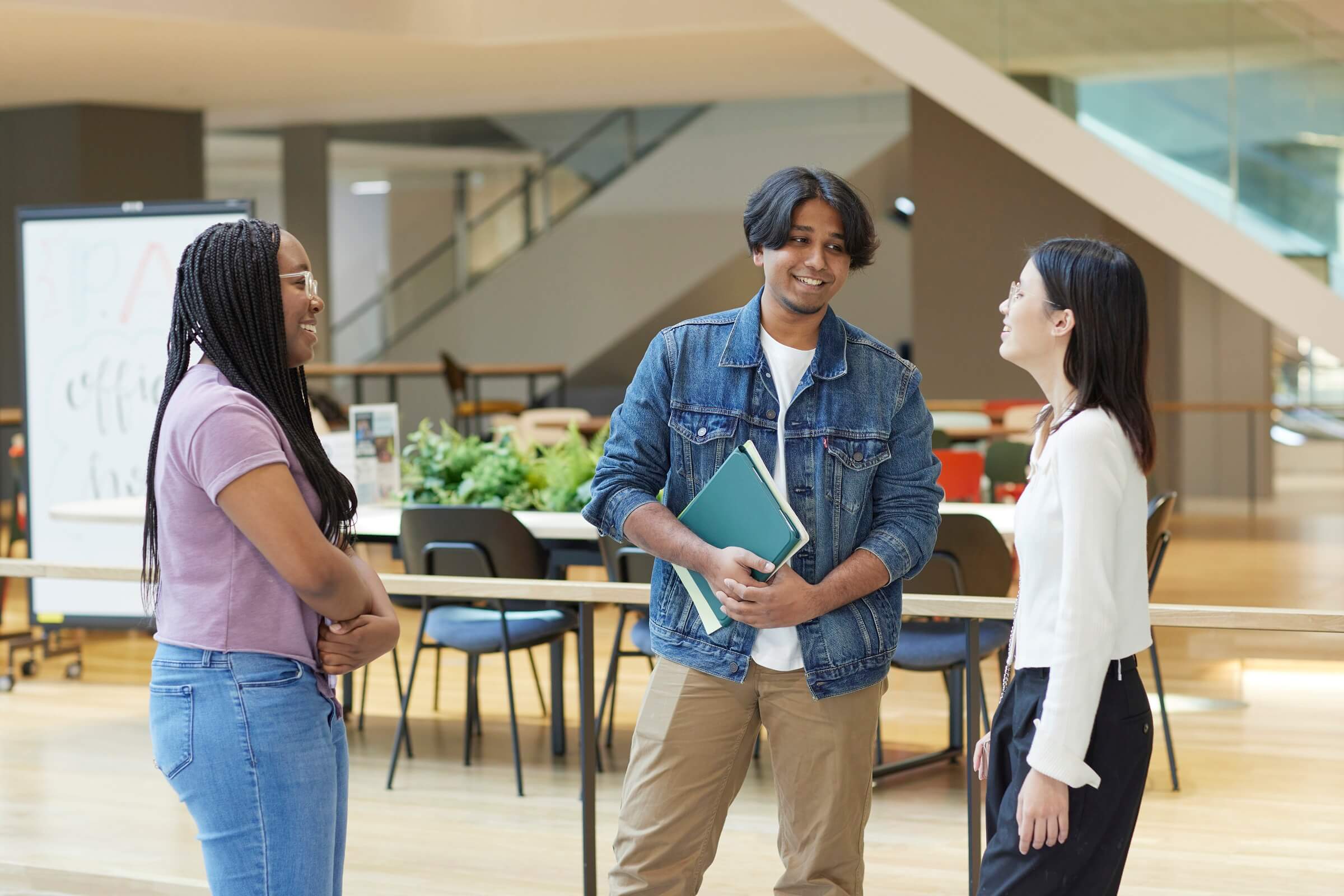 Students chatting in the atrium, Ikebukuro